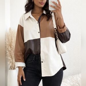 Patchwork Button-Up Shirt